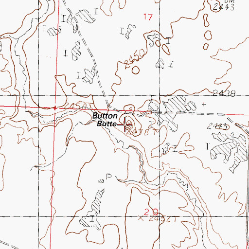 Topographic Map of Button Butte, MT
