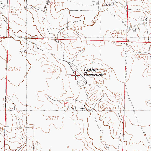 Topographic Map of Luther Reservoir, MT
