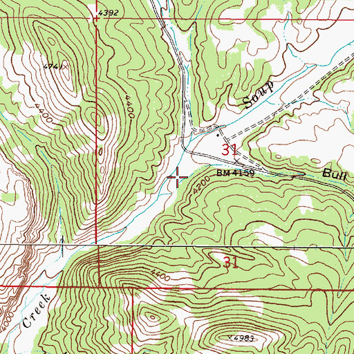 Topographic Map of Bull Run Gulch, MT
