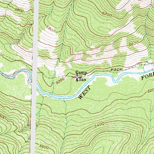 Topographic Map of Camp Allan, MT