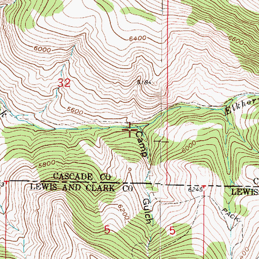 Topographic Map of Camp Gulch, MT