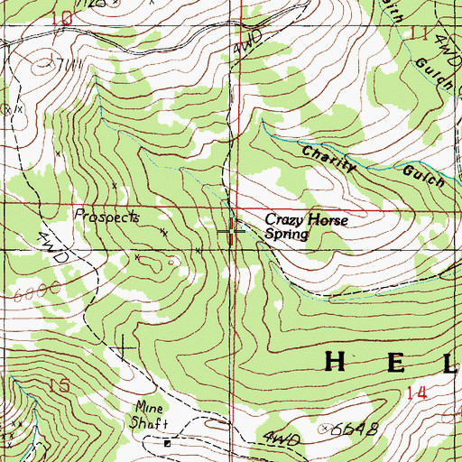 Topographic Map of Crazy Horse Spring, MT