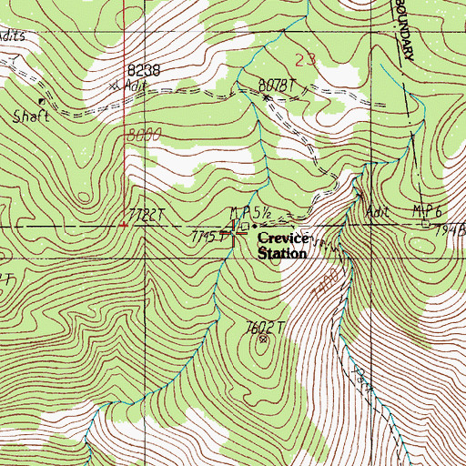 Topographic Map of Crevice Station, MT