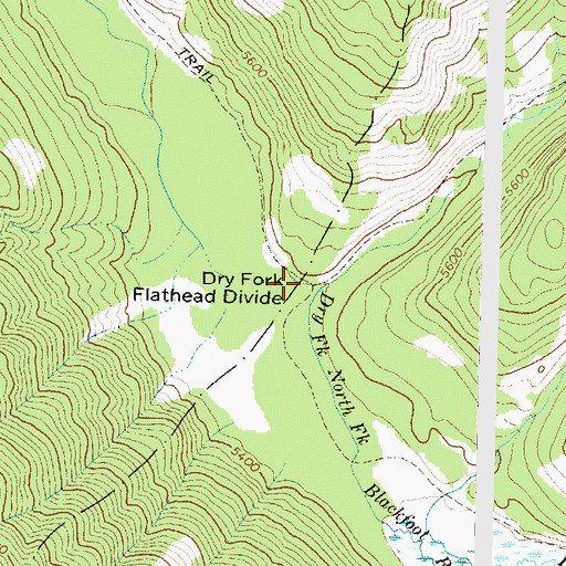 Topographic Map of Dry Fork Flathead Divide, MT