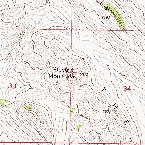 Topographic Map of Electric Mountain, MT