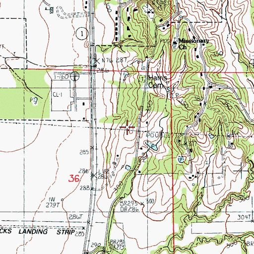 Topographic Map of Wayne Carter Lake Dam, AR