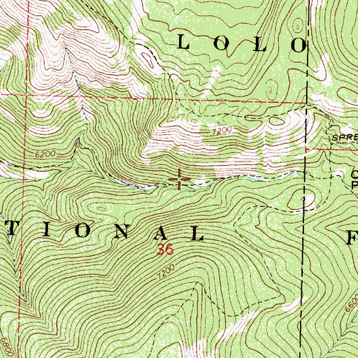 Topographic Map of Falls Canyon Trail, MT