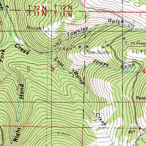 Topographic Map of Friday Gulch, MT
