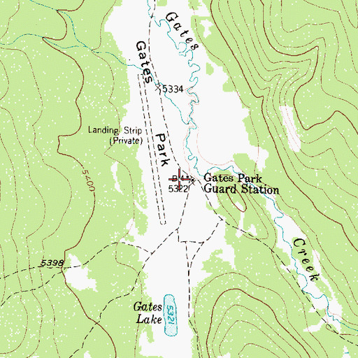 Topographic Map of Gates Park Guard Station, MT