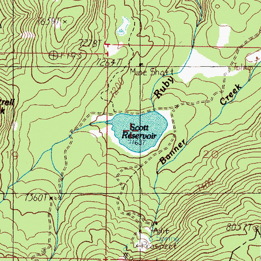 Topographic Map of Scott Reservoir, MT