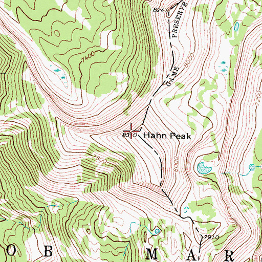 Topographic Map of Hahn Peak, MT