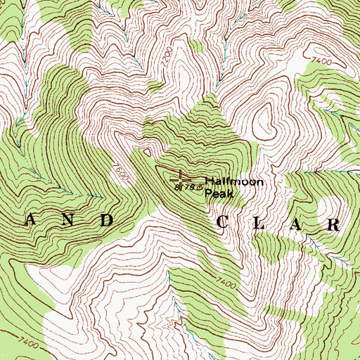 Topographic Map of Halfmoon Peak, MT
