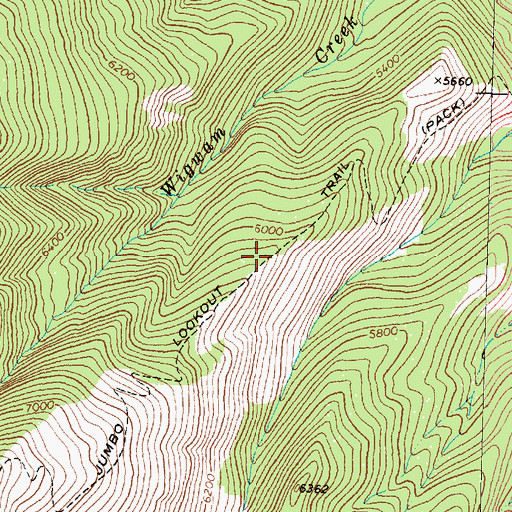 Topographic Map of Jumbo Lookout Trail, MT