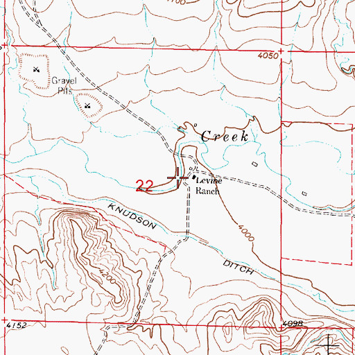 Topographic Map of Levine Ranch, MT