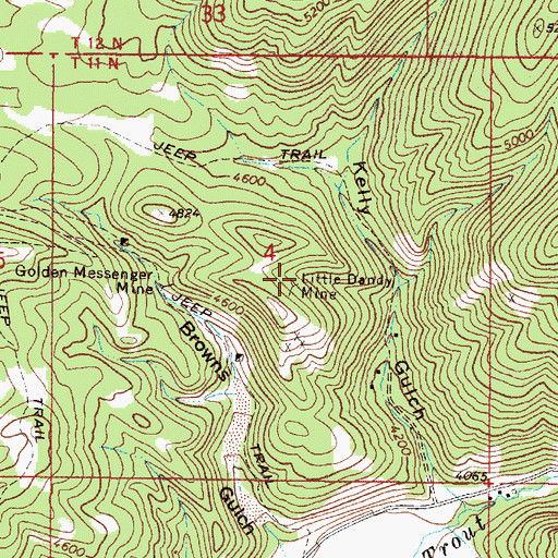 Topographic Map of Little Dandy Mine, MT
