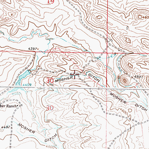 Topographic Map of Mosher Ditch, MT