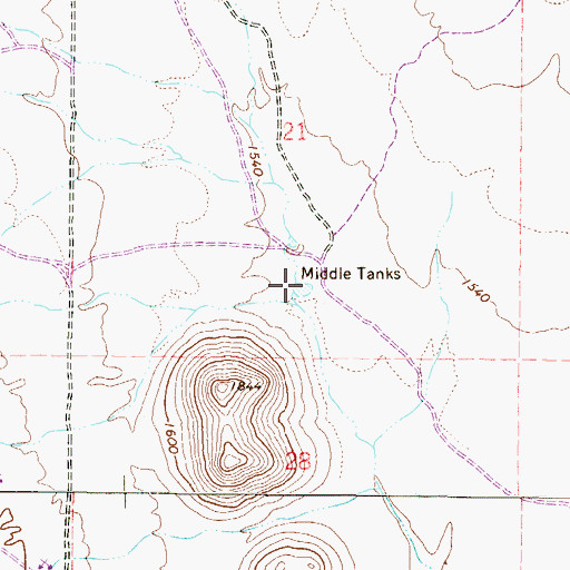 Topographic Map of Middle Tanks, AZ