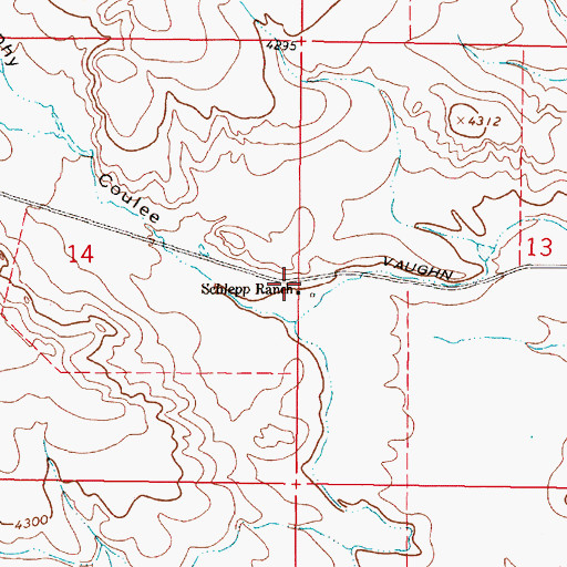 Topographic Map of Schlepp Ranch, MT