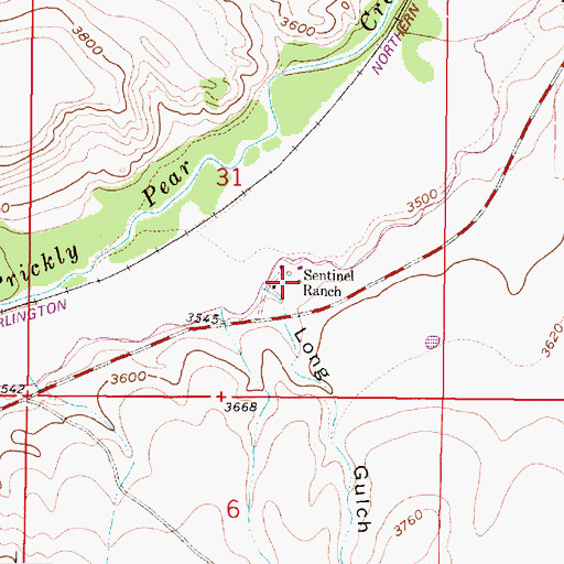Topographic Map of Sentinel Ranch, MT