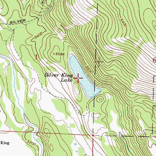 Topographic Map of Silver King Lake, MT