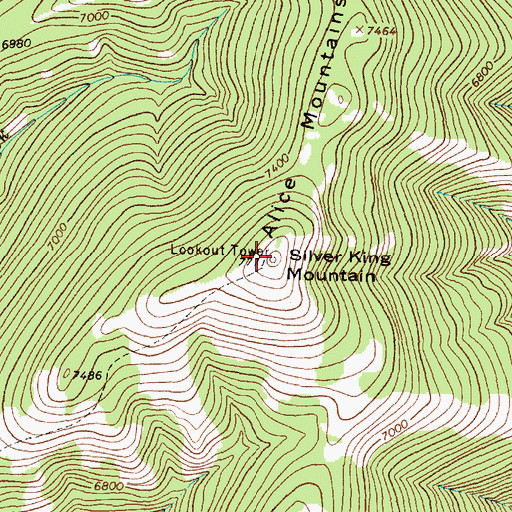 Topographic Map of Silver King Mountain, MT