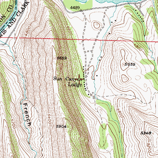 Topographic Map of Sun Canyon Lodge, MT