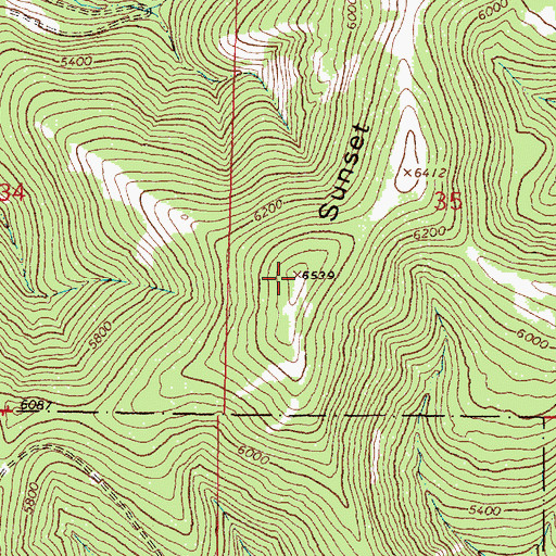 Topographic Map of Sunset Mountain, MT