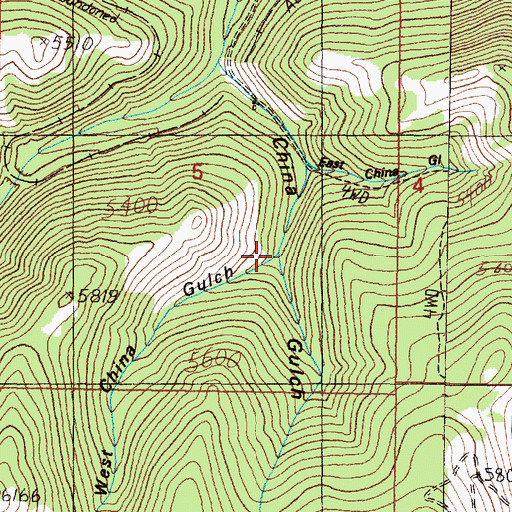 Topographic Map of West China Gulch, MT
