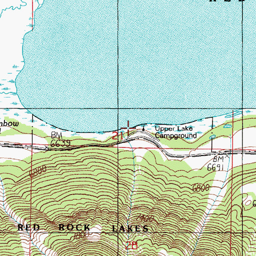 Topographic Map of Upper Lake Campground, MT