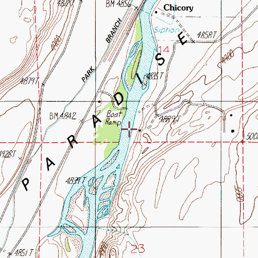 Topographic Map of Chicory Recreation Area, MT