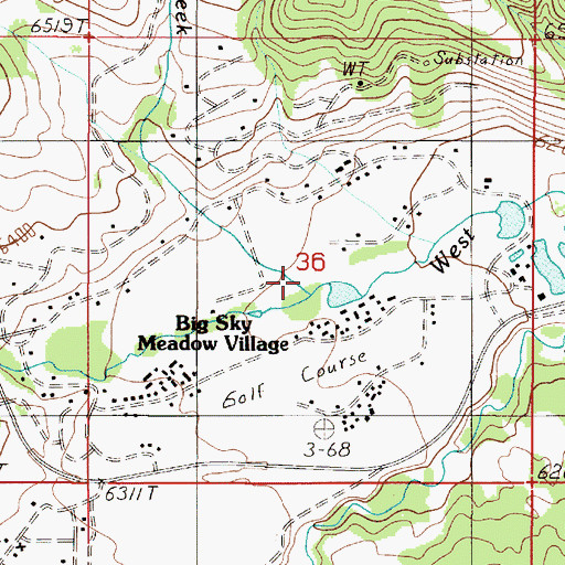 Topographic Map of Big Sky Meadow Village, MT