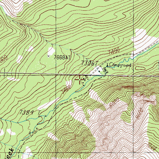Topographic Map of Canyon Creek Guest Ranch, MT