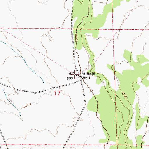 Topographic Map of Middle Well, AZ