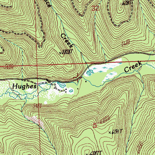 Topographic Map of Spruce Creek, MT