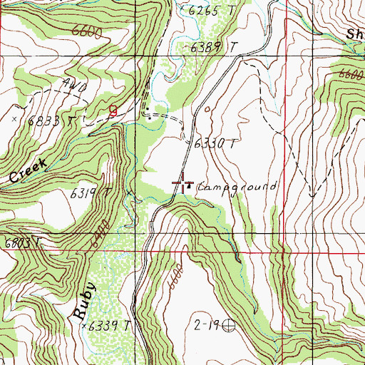 Topographic Map of Cottonwood Campground, MT