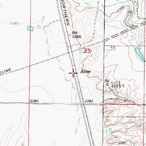 Topographic Map of Aloe, MT