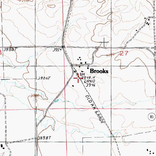 Topographic Map of Brooks, MT