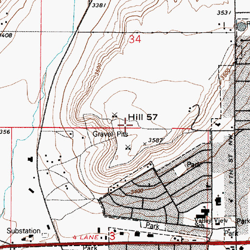 Topographic Map of Hill Fifty-seven, MT