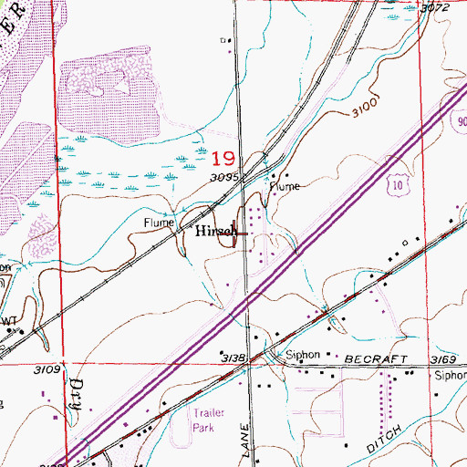 Topographic Map of Hirsch, MT