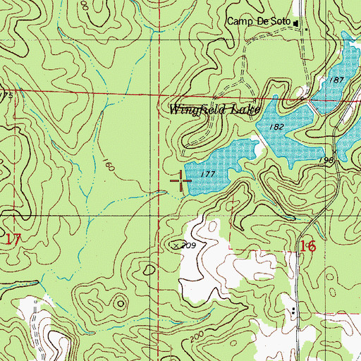 Topographic Map of Lake Wingfield Number One Dam, AR