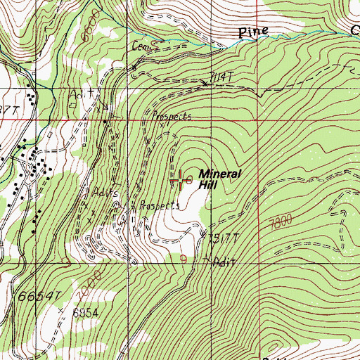 Topographic Map of Mineral Hill, MT