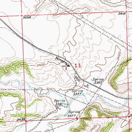 Topographic Map of Ninemile Hill, MT