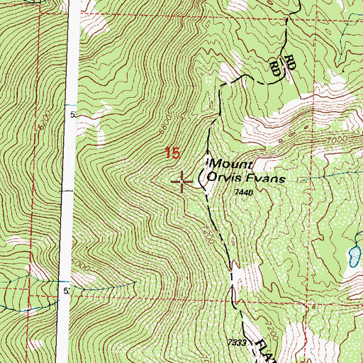 Topographic Map of Mount Orvis Evans, MT
