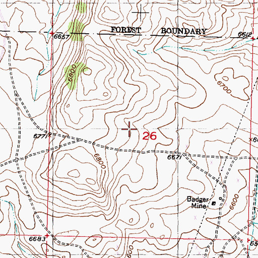 Topographic Map of Badger Mine, MT