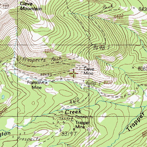 Topographic Map of Lower Cleve Mine, MT
