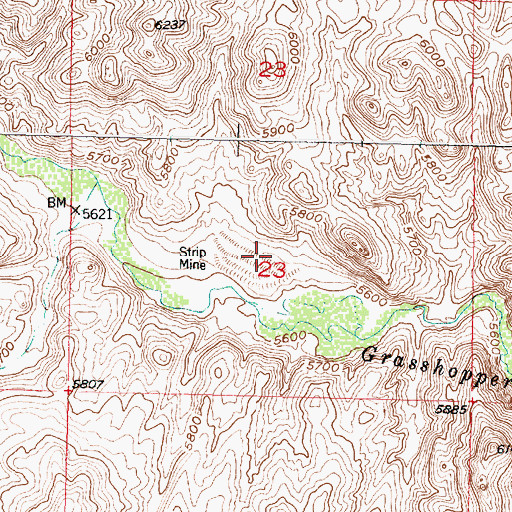 Topographic Map of Grasshopper Strip Mine, MT