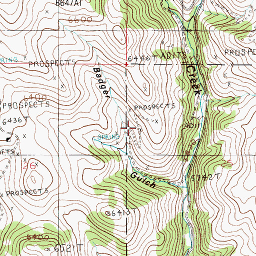 Topographic Map of Badger Gulch Mine, MT