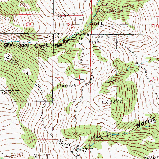 Topographic Map of Monarch Mine, MT