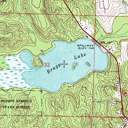 Topographic Map of Bragg Lake, AR