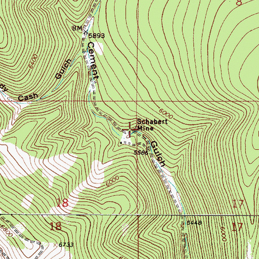 Topographic Map of Schabert Mine, MT